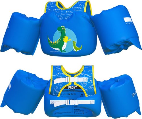 Dark Lightning Toddler Swim Vest - USCG Approved Floaties with Arm Wings for Ages 2-7 | 30-50 lbs