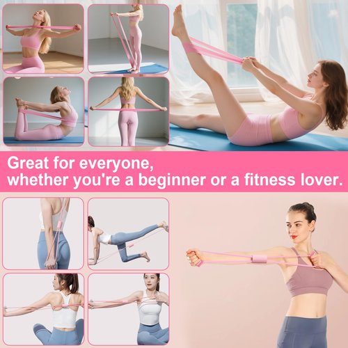 Pilates Essentials Kit for Women,10PCS Pilates Set with 13" Magic Circle Pilates Ring and Yoga Ball, 5 Resistance Bands for Toning & Stretching Strap & Tension Rope Exercise Equipment for Home Workout