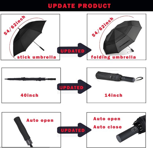 MRTLLOA Large Folding Golf Umbrella - Oversized Double Canopy, Windproof & Compact | 49/54/62 Inch