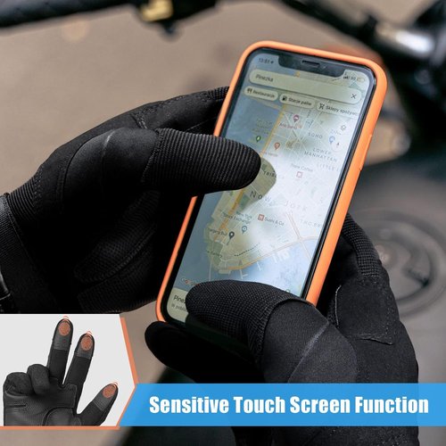 Cierto Motorcycle Gloves - Touch Screen Tactical Full Finger Gloves with Hard Knuckle | Adjustable Wrist for BMX, ATV, MTB Riding