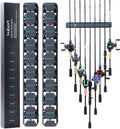 Skiennix Fishing Rod Holder - Wall-Mounted Vertical Rack for Up to 18 Rods | Ideal for Garage Organization