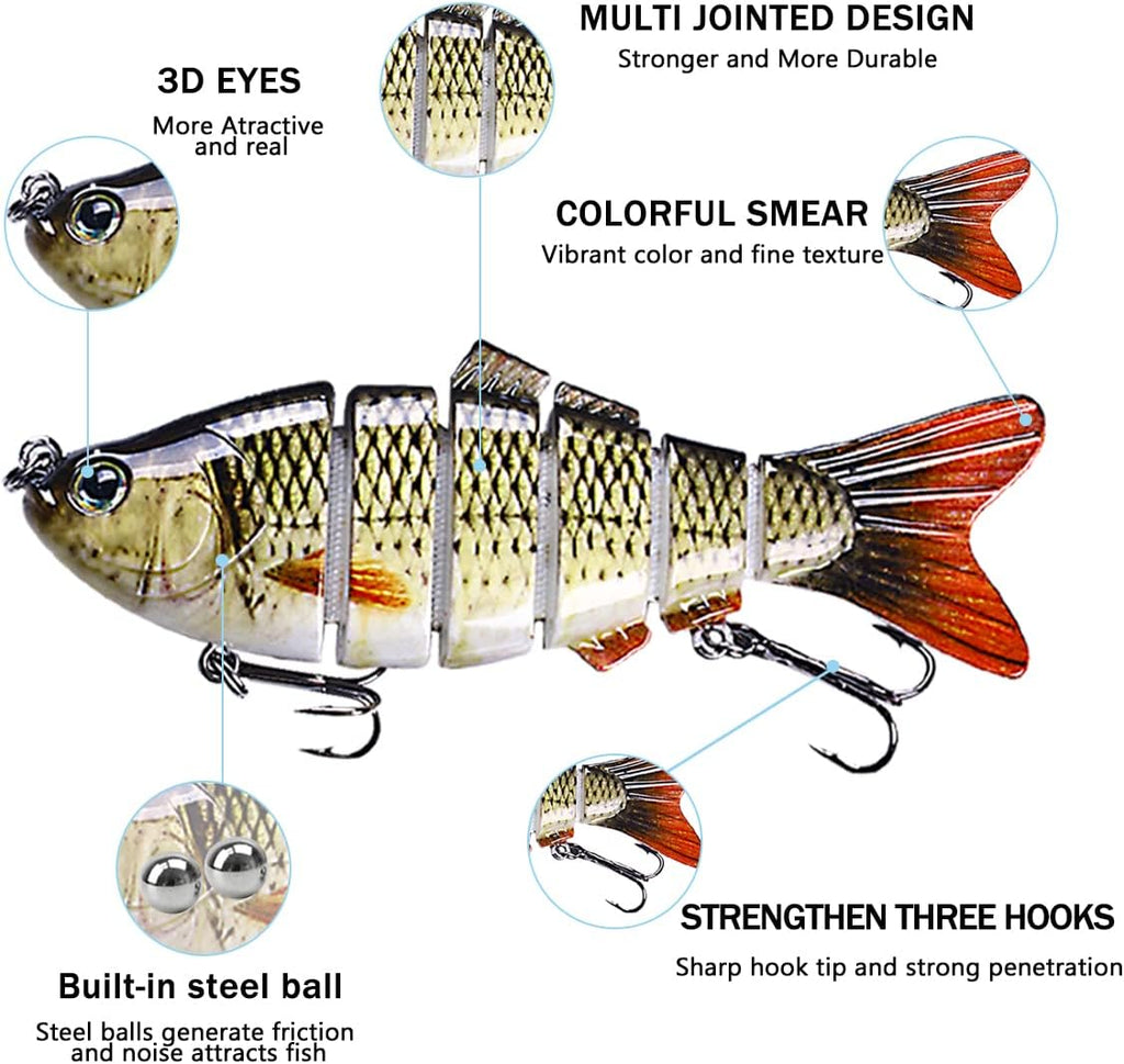 Swim Warrior Fishing Lures - Animated Multi-Jointed Swimbaits for Bass & Trout | Lifelike Bionic Design
