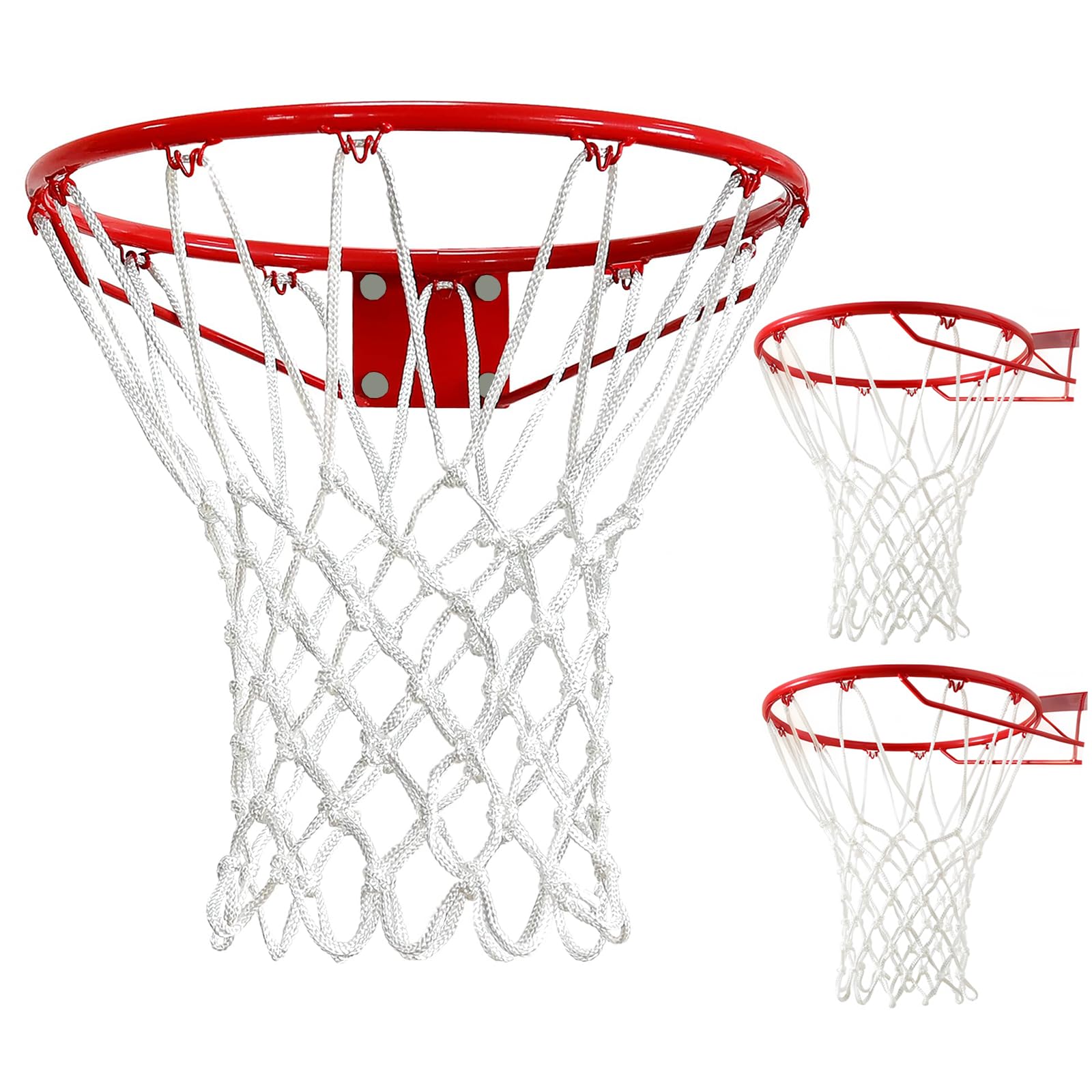 2 Pack Heavy Duty Basketball Net Replacement,2025 Upgrade Heavy Duty Basketball Net, All Weather Anti Whip,12 Loops Fits Standard Indoor or Outdoor Rims (White +White)