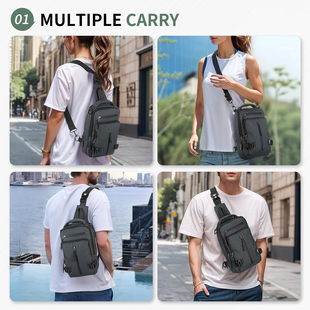 Skiennix Anti-Theft Crossbody Backpack - Lightweight Convertible Sling Bag for 9.7-Inch Tablets | Grey