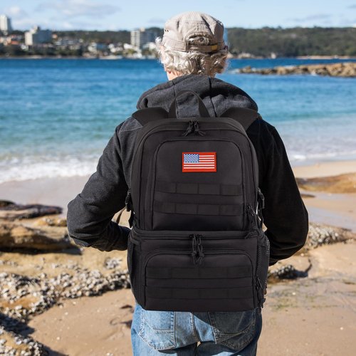 Tactical Double Deck Cooler Backpack for Men,Large Lunch Backpack with 2 Compartment,Soft Coolers Bag Water-Resistant Leak Proof Coolers Bag Beach Picnic