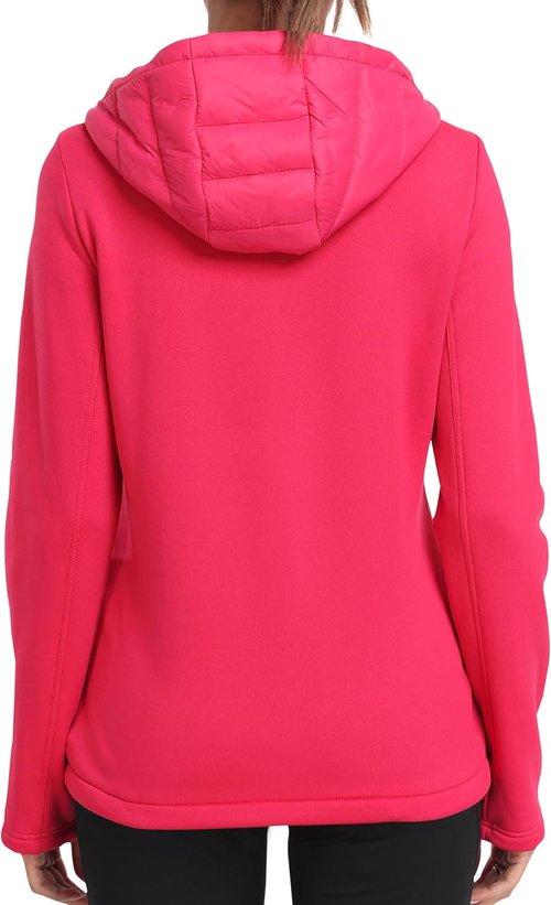 MoFiz Women's Lightweight Insulated Softshell Jacket - Fleece Lined, Hooded, Full Zip Running Coat