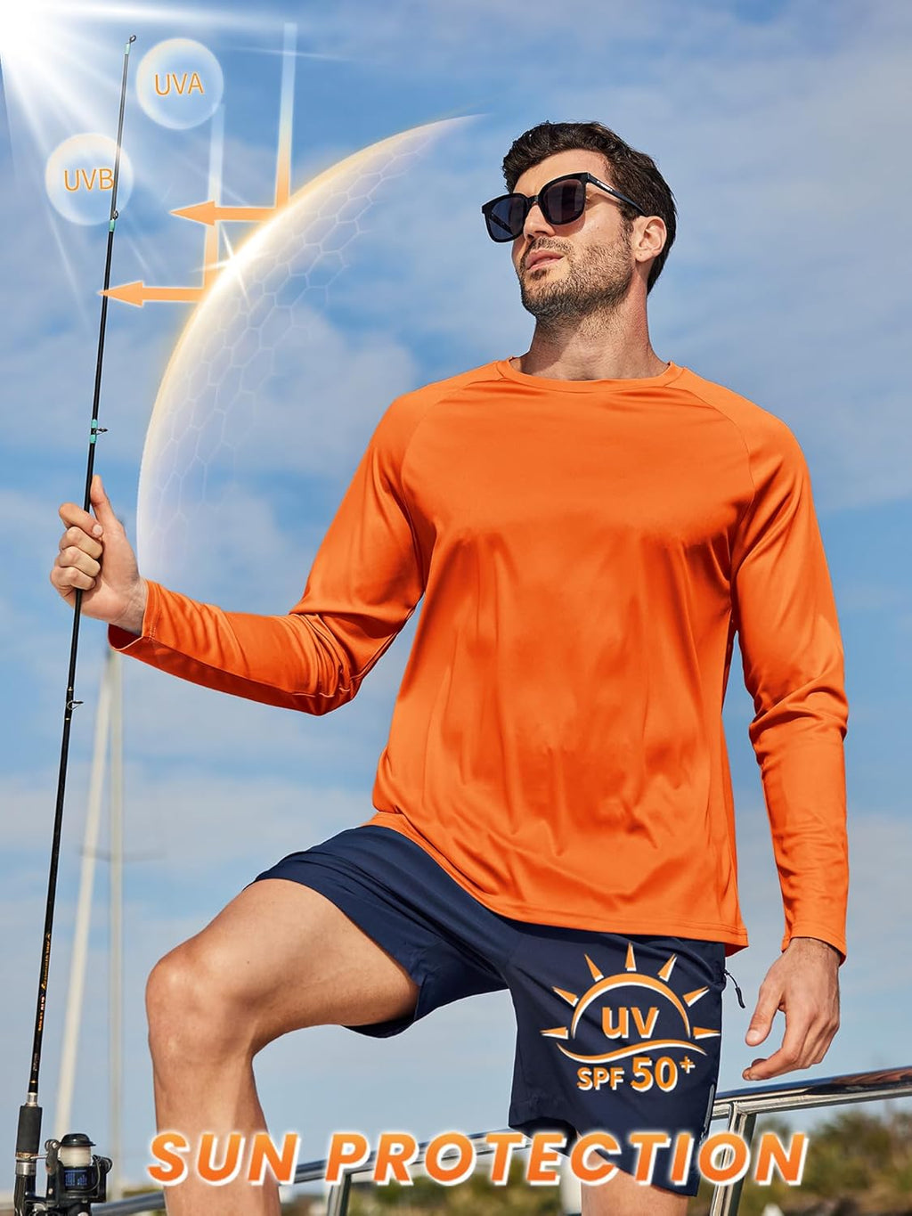 ZITY Long Sleeve Shirts for Men - UPF 50+ Sun Protection Crew Neck T-Shirts | 3-Pack for Outdoor Activities