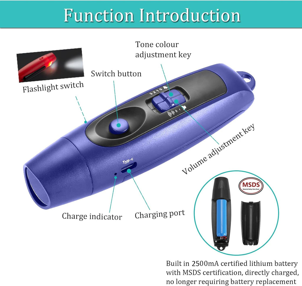 Skiennix Electronic Whistle - Rechargeable Handheld Whistle with USB Charging | 4 Tones, High Volume, Blue