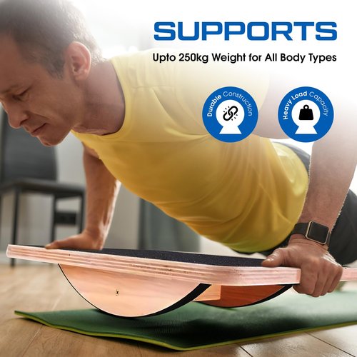 ONEFITGUY Wooden Balance Board for Adults, Wobble Board for Core Strength & Stability Training, Non Slip Surface, 550lb Capacity, Home & Office Exercise Use