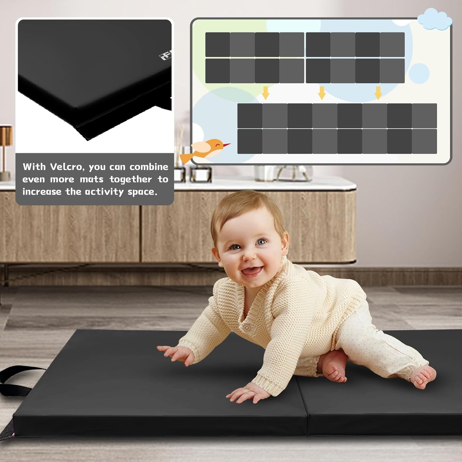 RitFit Folding Exercise Mat - 2 Inch Thick Gymnastics Mat with Carrying Handles | Sizes: 3’x6’, 4’x8’, 4’x10’, 2'x8' for Yoga, MMA, and Home Gym
