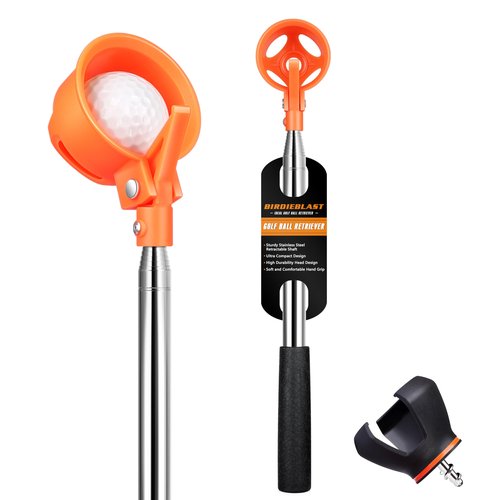BIRDIEBLAST Golf Ball Retriever Telescopic, with Golf Ball Grabber for End of Putter, 9Ft/12Ft/17Ft/20Ft Professional Stainless Steel Golf Ball Retriever for Water (9Ft)