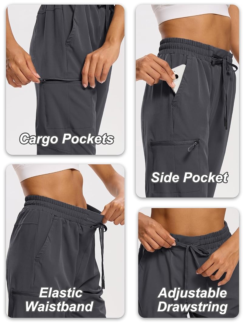DEVOROPA Women’s Hiking Long Shorts Gray Small - Quick Dry, Zipper Pockets