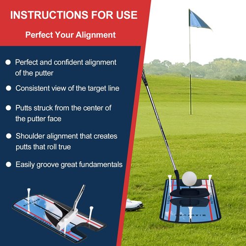 MIAOYUAN Golf Putting Alignment Mirror & Putting Cup Set – Portable Indoor Outdoor Training Aid for Swing Posture, Ball Path & Stroke Accuracy Improvement