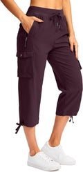Soothfeel Women's Cargo Capris - Lightweight Quick-Dry Travel Pants with 6 Pockets for Summer Hiking