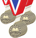 Quelay 60 Pcs Gold Award Medals with Neck Ribbons 2 Inch Winner Medals Awards Bulk Metal Trophy Award Prize Gift for Adult Competitions Education Tournaments Event