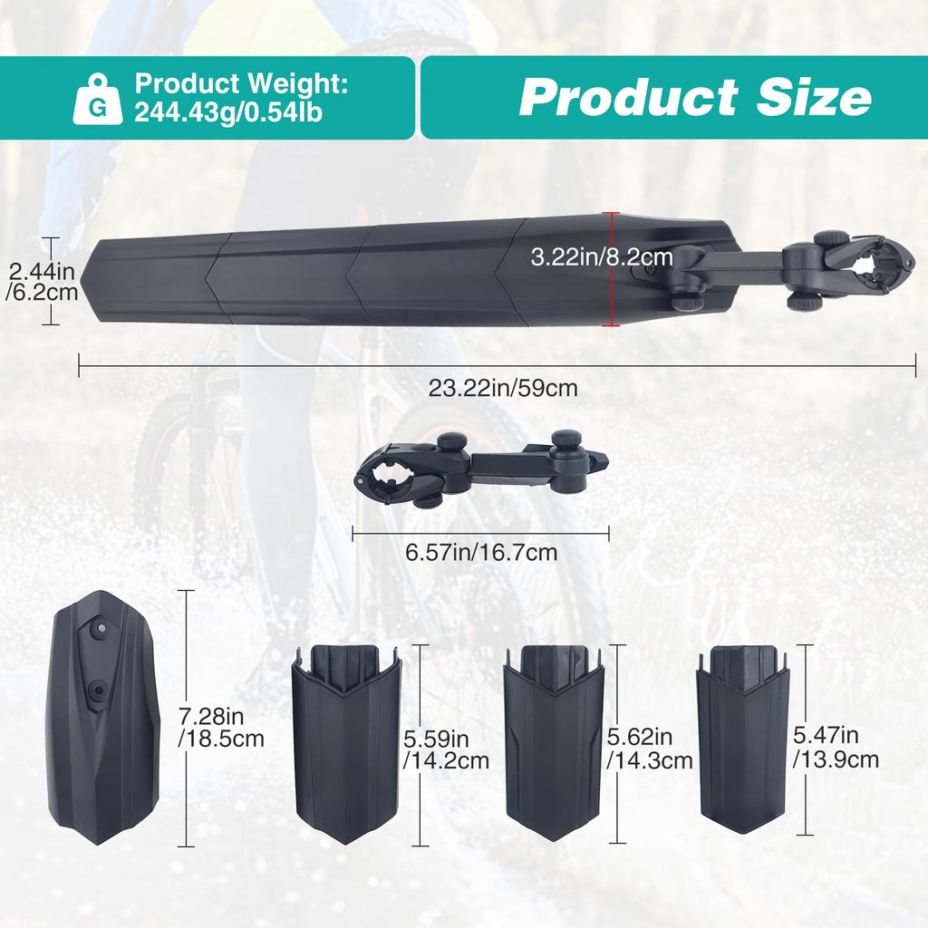 WEEROCK Rear Bike Fender Adjustable Bicycle Mudguard for 24 26 28 Inch Bicycle, Mountain Bike,MTB, 700C Road Bike