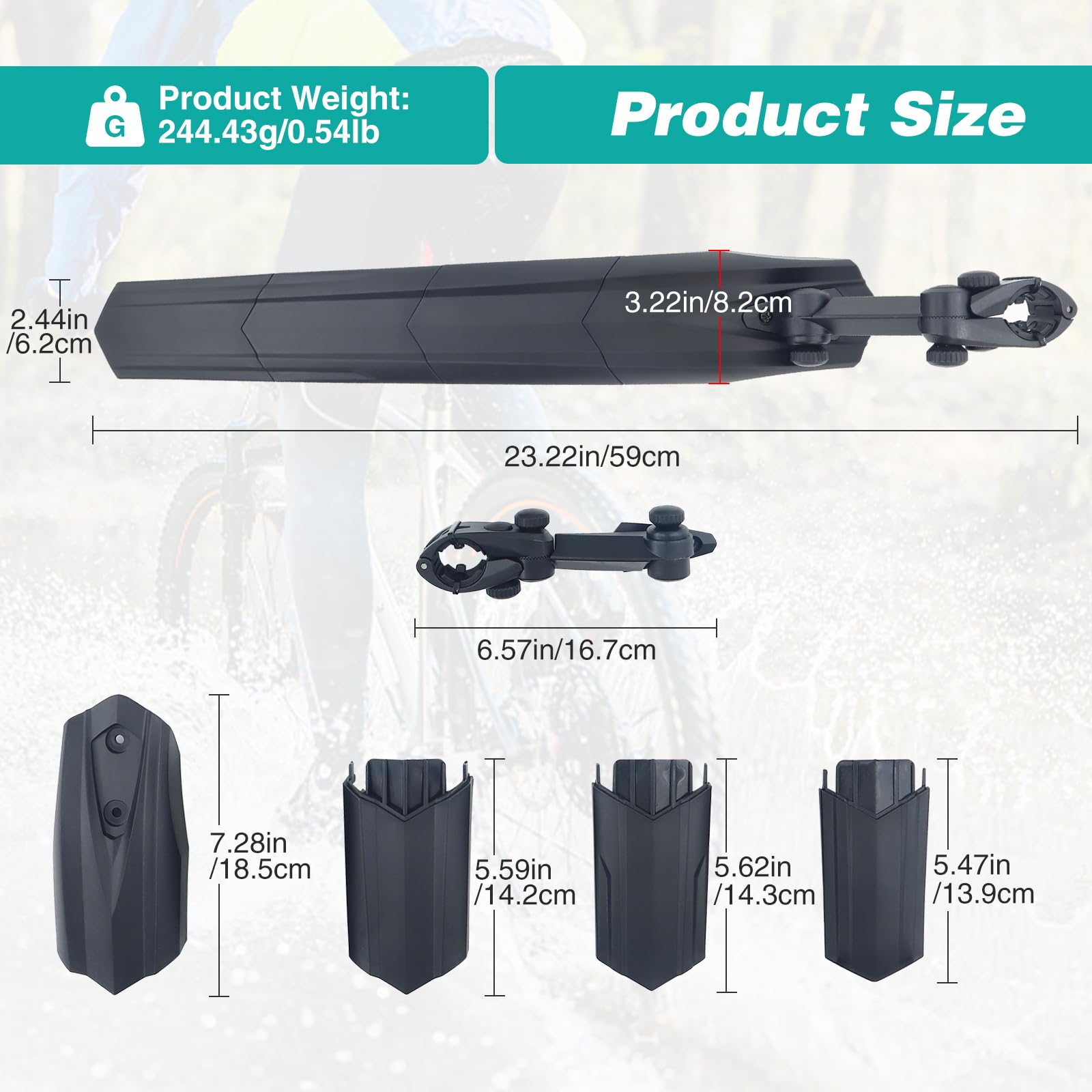 WEEROCK Rear Bike Fender Adjustable Bicycle Mudguard for 24 26 28 Inch Bicycle, Mountain Bike,MTB, 700C Road Bike