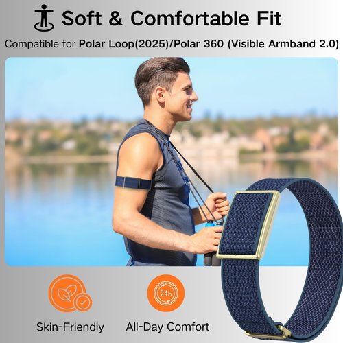 ESeekGo Nylon Bicep Bands Compatible for Polar Loop (2025) / Visible Armband 2.0 Straps, Hook & Loop Soft Weave Stretchy Breathable Replacement Sport Arm/Ankle Wristbands with Buckle-No Tracker