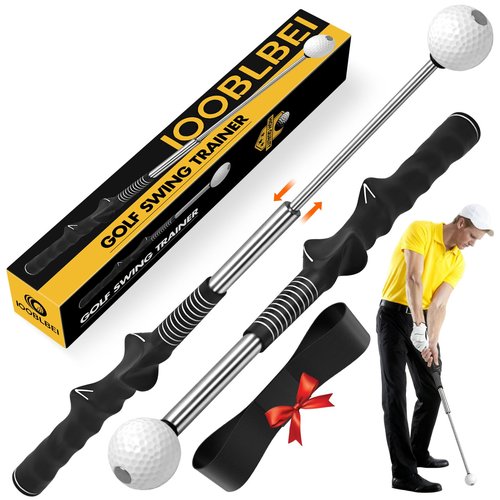 IOOBLBEI Retractable Golf Swing Trainer, Golf Training Aid & Golf Grip Trainer for Right-Handed Golfer, Strength & Tempo Stick Training, Telescopic Club for Beginners Chipping Hitting Practice