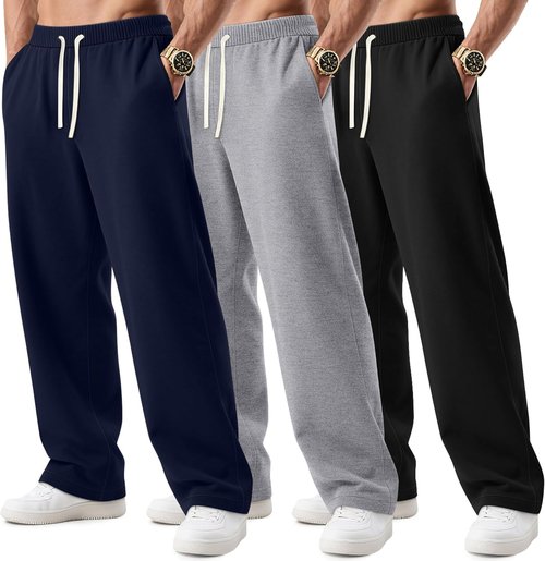 August Alley Big & Tall Men's Sweatpants - Open Bottom Athletic Pants with Drawstring & Pockets