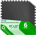 Art3d EVA Interlocking Exercise Mats - 24" x 24" Thick Foam Puzzle Flooring for Gym & Training | 6 & 12 Pack