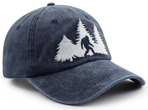 Bigfoot Gifts for Men Women, Sasquatch Forest Decor Baseball Cap, Funny Big Foot Gifts for Sasquatch Lovers Hunters Campers Hikers Navy