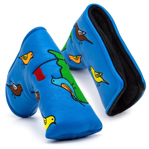 Barudan Golf Birdie&Green Golf Putter Cover Headcover Magnetic Blue PU Leather Made Golf Headcovers for Putters