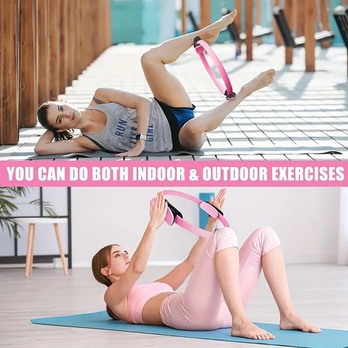 QatmMkt Pilates Kit for Home Workouts - Essential Pilates Equipment Set for Women with Ball & Ring, Home Pilates Accessories for Women & Beginners (Pink)