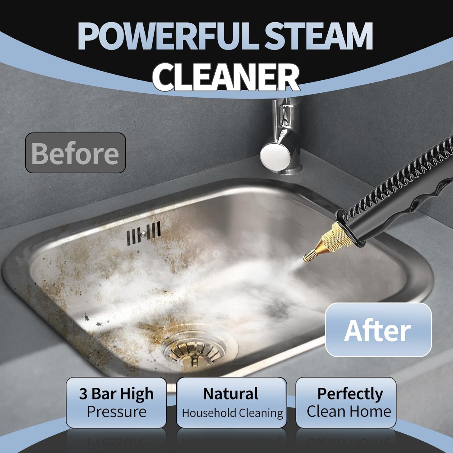Skiennix Handheld Steam Cleaner - Portable High-Pressure Deep Cleaning for Kitchen, Bathroom & Car