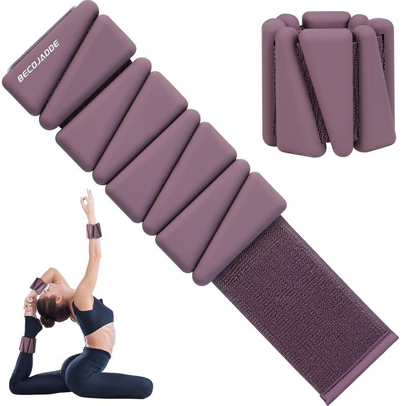 Ankle & Wrist Weights Set of 4 (2 lb Each) Adjustable for Exercise — BECOJADDE Deep Plum
