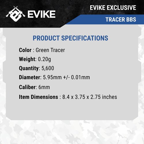 Evike Airsoft - Match Grade 6mm Airsoft Glow in The Dark BBS (Weight: Green Glow in The Dark / .20g / 5600 Rounds) (PID: 68277)…, 68277-MFG