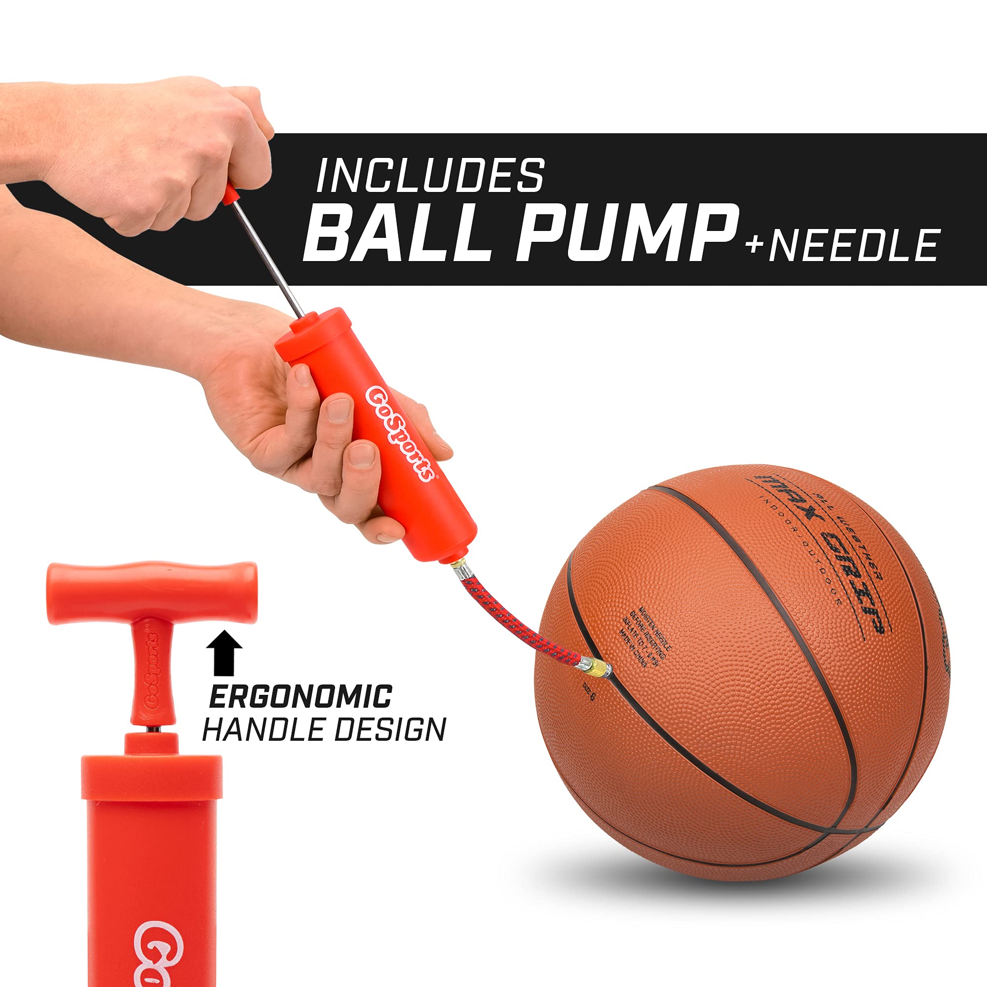 GoSports Indoor/Outdoor Rubber Basketballs - Six Pack of Size 7 Balls with Pump & Carrying Bag