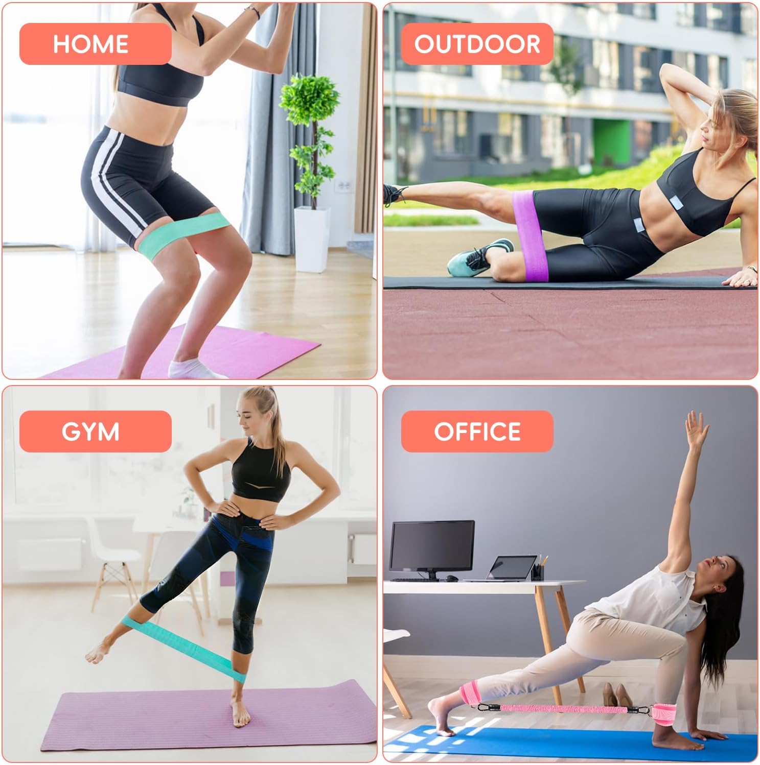 Skiennix Ankle Resistance Bands - 11 Pcs Set with Cuffs for Glutes & Leg Workouts | Ideal for Home Fitness