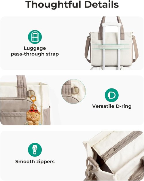 BAGSMART Tote Bag for Women - Versatile Travel Handbag with Cup Holders | Fits 13" & 15.6" Laptops