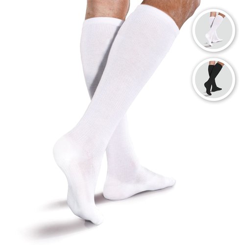 Core-Spun Cushioned 15-20mmHg Mild Graduated Compression Support Knee High Socks (White, Large)