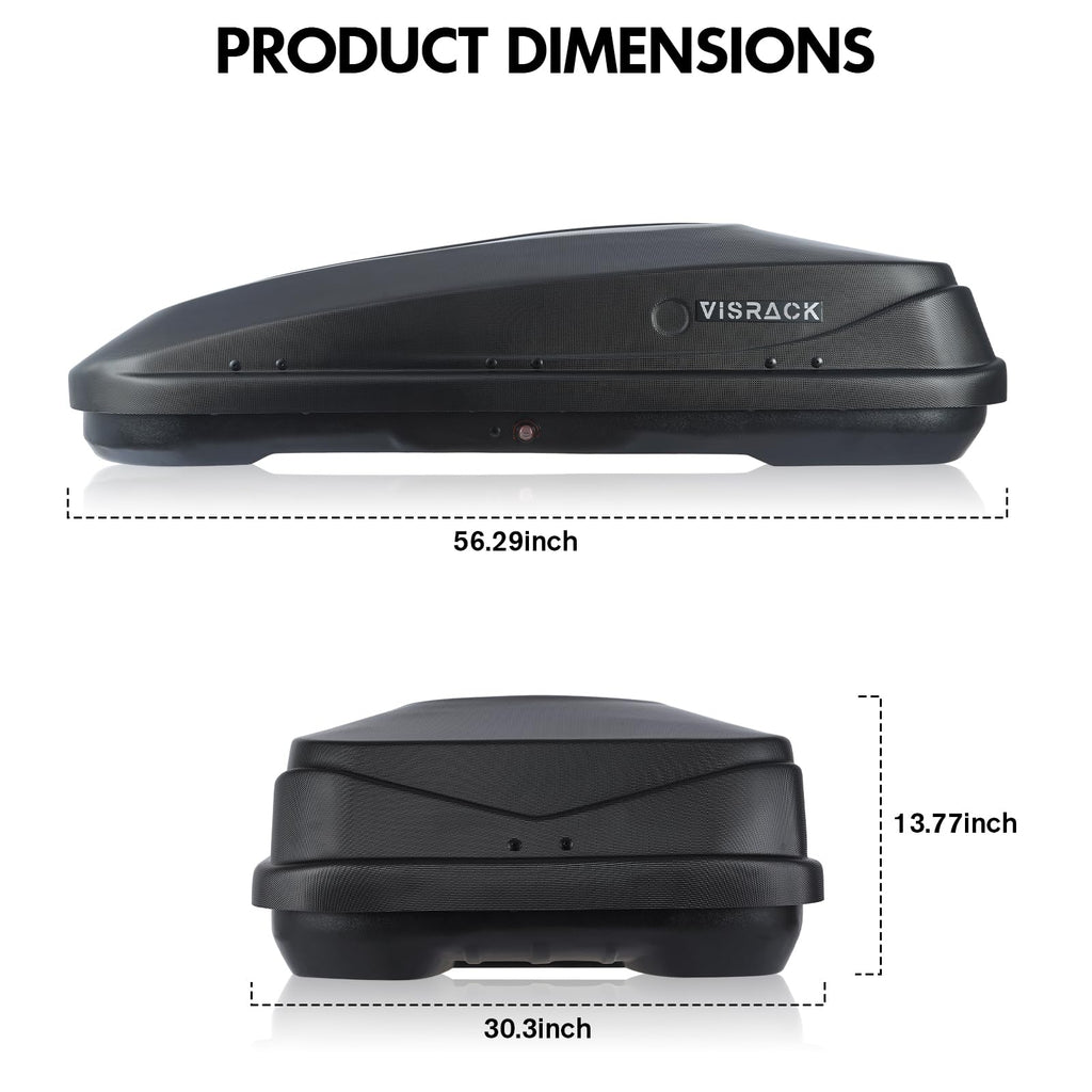 QUAWIP Rooftop Cargo Box,Rooftop Cargo Carrier Hard Shell with Security Keys, Waterproof Heavy Duty Roof Cargo Box, 56 (L) x 30 (W) x 15(H) Inches 13 Cubic Feet (Tool-Free Install) 3D Diamond Black