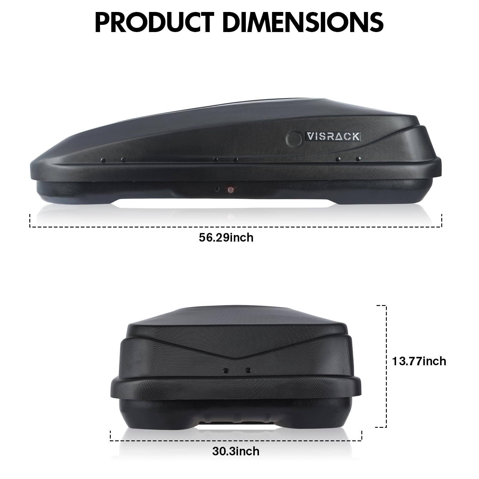 QUAWIP Rooftop Cargo Box,Rooftop Cargo Carrier Hard Shell with Security Keys, Waterproof Heavy Duty Roof Cargo Box, 56 (L) x 30 (W) x 15(H) Inches 13 Cubic Feet (Tool-Free Install) 3D Diamond Black