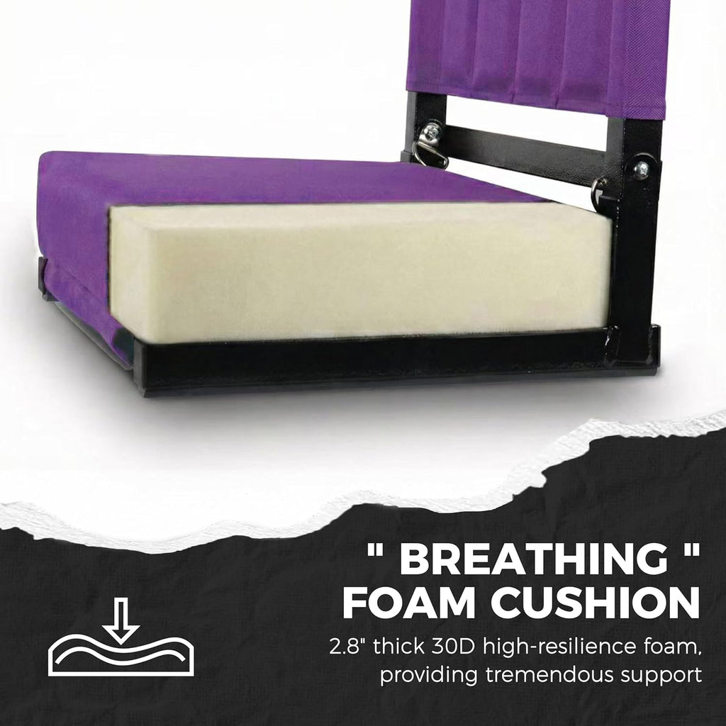 Sport Beats Stadium Seats - Comfortable Bleacher Chairs with Back Support & Cushion | Dark Purple, 1pc - 17" W x 12" D x 16.5" H