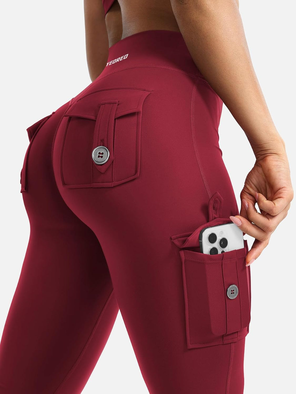 YEOREO CoreFlex Women's High-Waisted Flare Leggings - Hidden Pockets & Scrunch Design, Perfect for Gym & Yoga