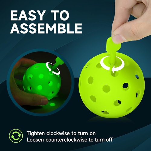 AboveGenius LED Light-Up Pickleball Balls - Glow in The Dark for High Visibility Night Play | Durable 40-Hole Design