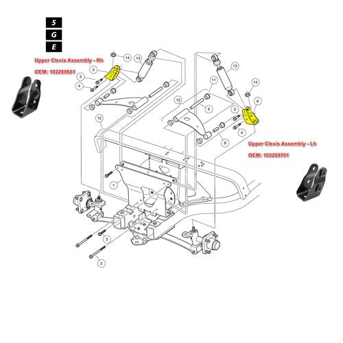 DRIVE UP Golf Cart Upper Clevis Assembly for Club Car Precedent 2004-Up and Tempo 2018-Up G&E Models Driver Side Passenger Side OEM 1022897-01, 1022896-01