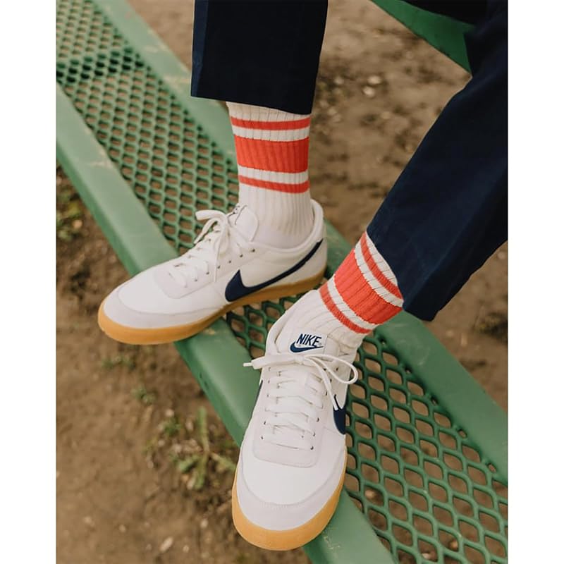 2 Pack Men & Women Retro Striped Crew Socks - Cotton Calf Socks, Orange Series