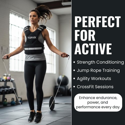 Torvix - Weighted Vest Adjustable 6-15 lbs for Men Women - Running Walking Training Vest with Reflective Strips & Pocket - Weight Vest for Workout Exercise Fitness Gym