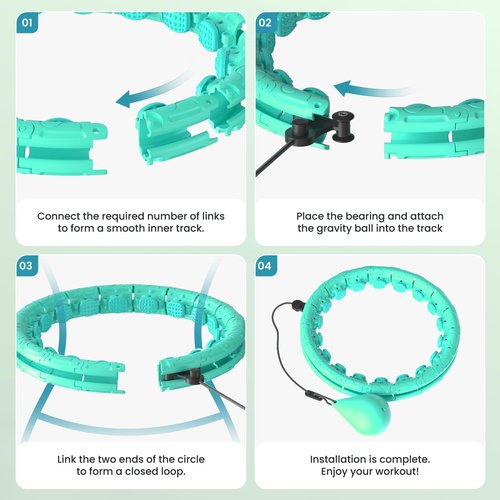Weighted Hula Infinity Fitness Hoop for Adult Weight Loss, 2 in 1 Smart Fitness Workout Hula Circle Hoops with 26 Detachable Knots, Exercise Fit Hoop Suitable for Women and Beginners