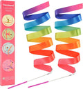 Gymnastics Ribbon 2 Pack - Colorful Dance Bands with Sticks for Kids | Vibrant Rainbow Streamers for Parties