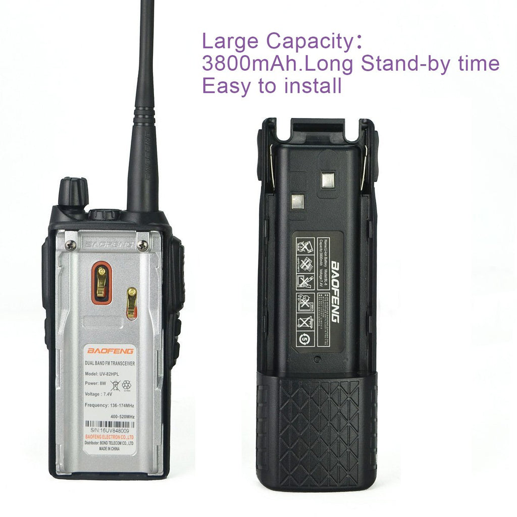 UV-82 Battery Accessories BL-8 Backup Battery for BaoFeng UV-82 Series, 3800mAh 7.4V (Black)