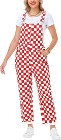 Skiennix Women's Checkered Bib Overalls - Comfortable Cotton Denim Jumpsuit in Stylish Design