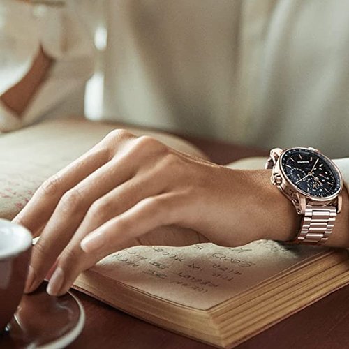 Lamshaw Compatible with Trendia Smart Watches Bands, Quick Release Stainless Steel Metal Replacement Straps Compatible with Trendia 1.83" TG09 Smart Watches (Rose Gold, 22mm size band)
