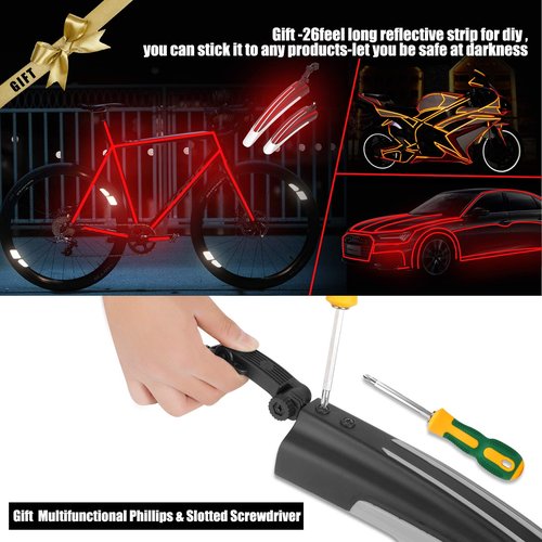 TAGVO Bicycle Mudguard Fit for 20/22/24/26 Inch, Universal Full Coverage Thicken Widen Front and Rear Adjustable Mudguard, Mountain Bike Mudguard Set, MTB Road Bike