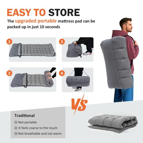 ATORPOK Camping Cot for Adults with Cushion Comfortable, Portable Folding Bed for Sleeping Supports 450 lbs (Gray)